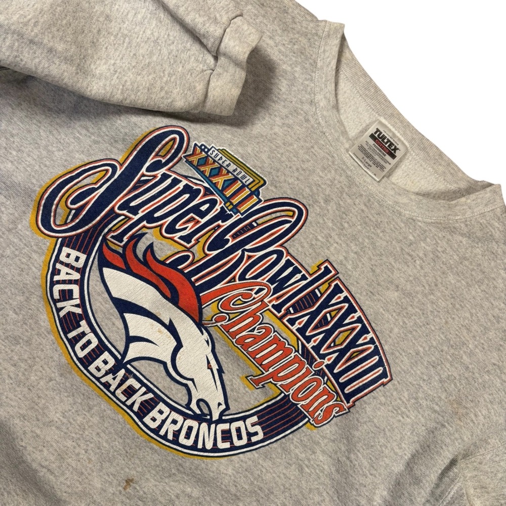 VTG Tultex Denver Broncos Super Bowl XXXIII Champions Back to Back Sweatshirt XL